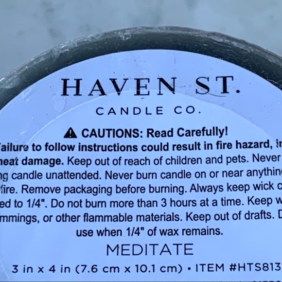 HAVEN STREET CANDLE MEDITATE FINELY CRAFTED PILLAR - Picture 3 of 3